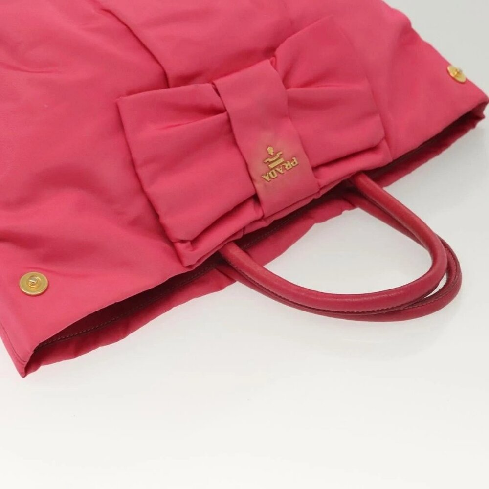 PRADA Hand Bag Nylon Pink Gold Auth - Picture 7 of 16